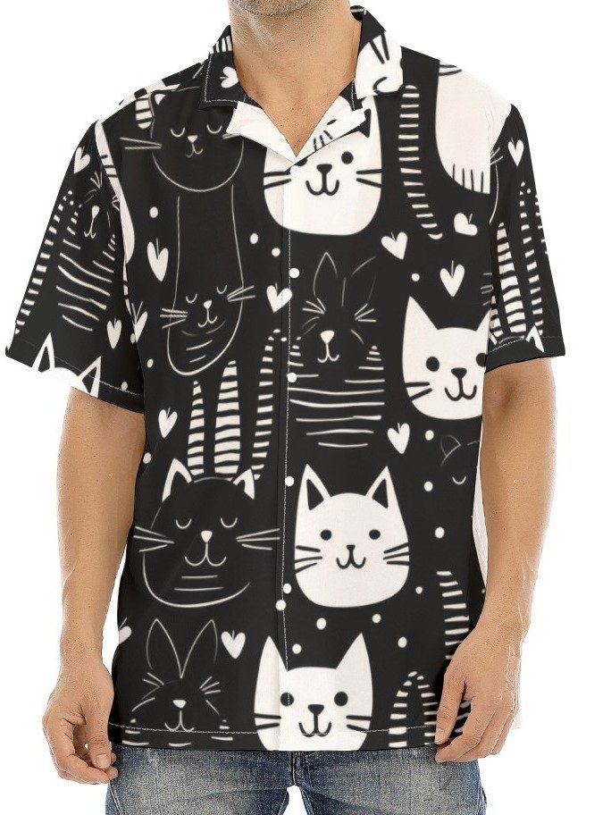 Doodle Cat All-Over Print Cuban Shirt product image (1)