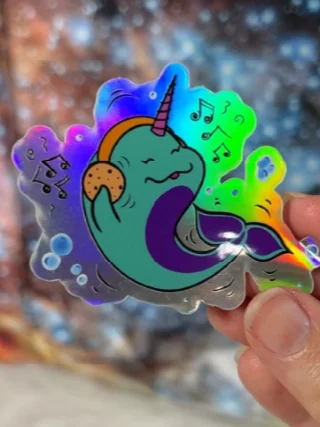 Jammin Narwhal Holo Sticker product image (2)