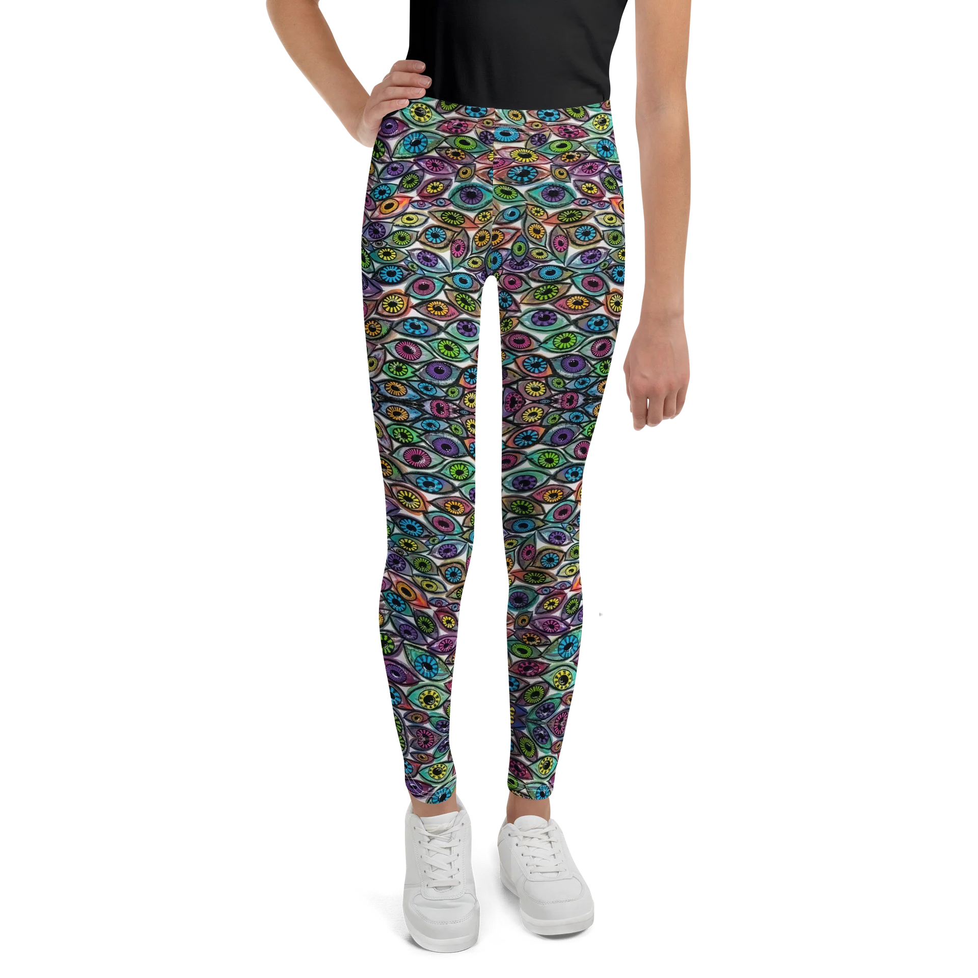 Youth Psychedelic Eyes Pattern Leggings | Eye See You Too product image (1)