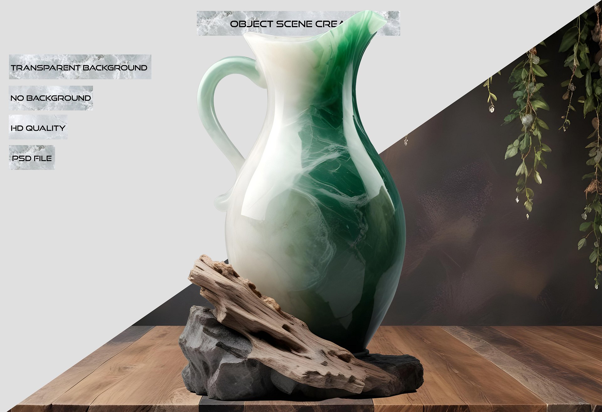 Jade and Driftwood Pitcher, PNG product image (2)