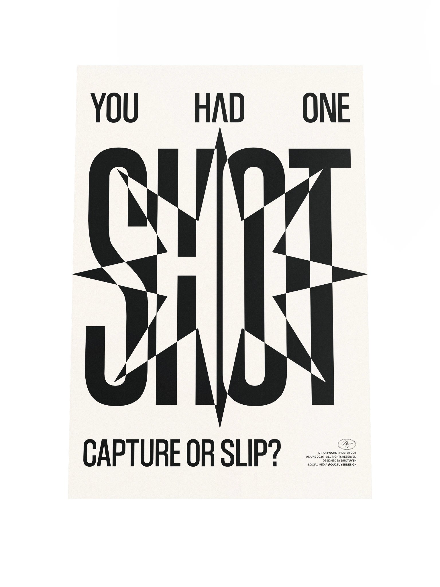 "ONE SHOT" Typography Print Poster (Unframe) product image (3)