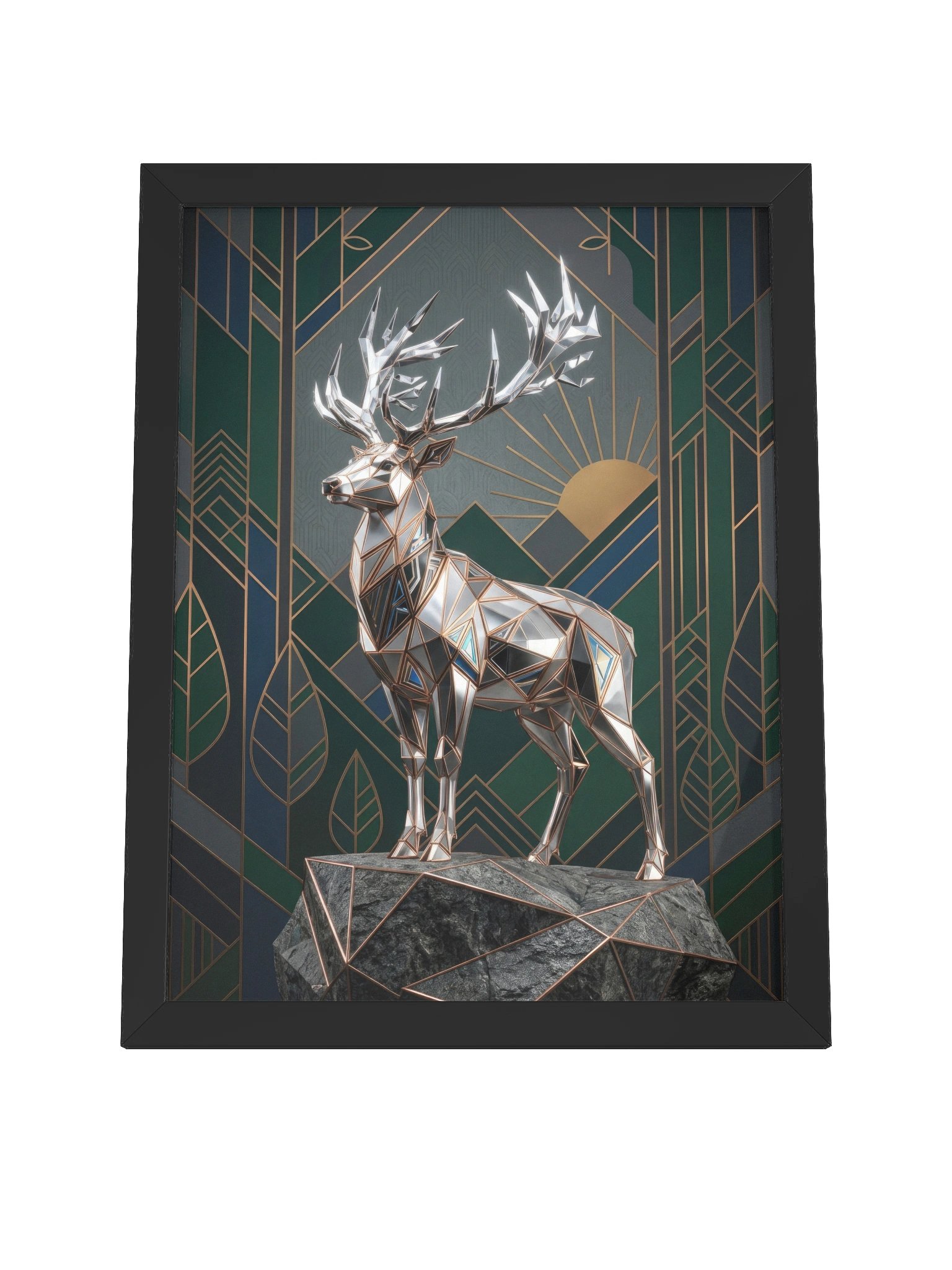 Geometric Metallic Stag Framed Poster - Neo-Deco Wall Art product image (20)