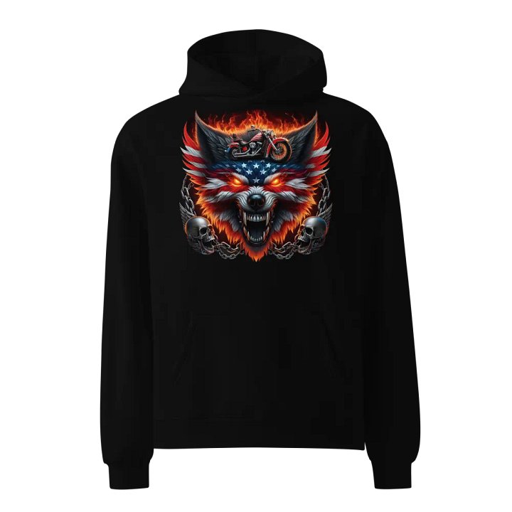 Fiery Wolf American Flag Oversized Hoodie #35 product image (1)