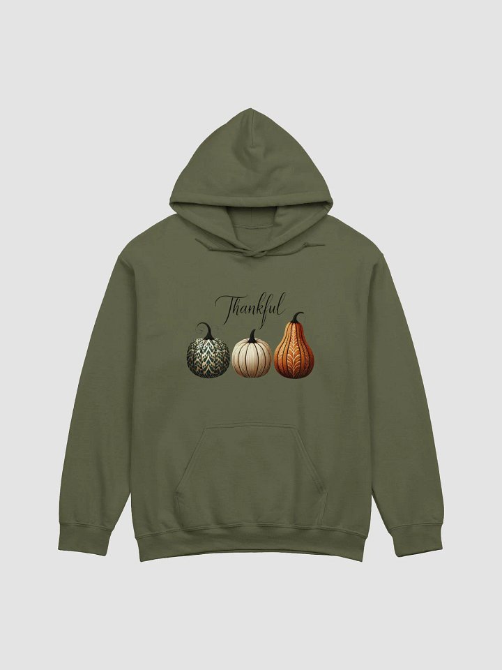 Thankful Thanksgiving Hoodie - Cozy Fall Jumper with Artistic Pumpkins, Autumn Apparel, Cute Harvest Sweater, Boho Thanksgiving Gift product image (5)