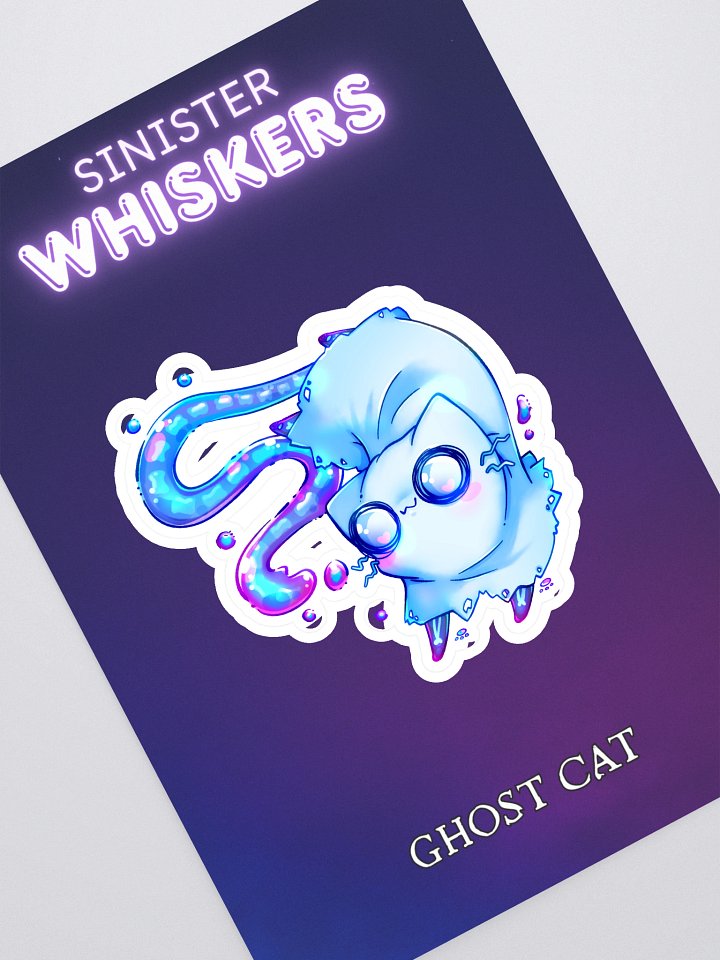 Sinister Whiskers | Ghost Cat Sticker product image (1)