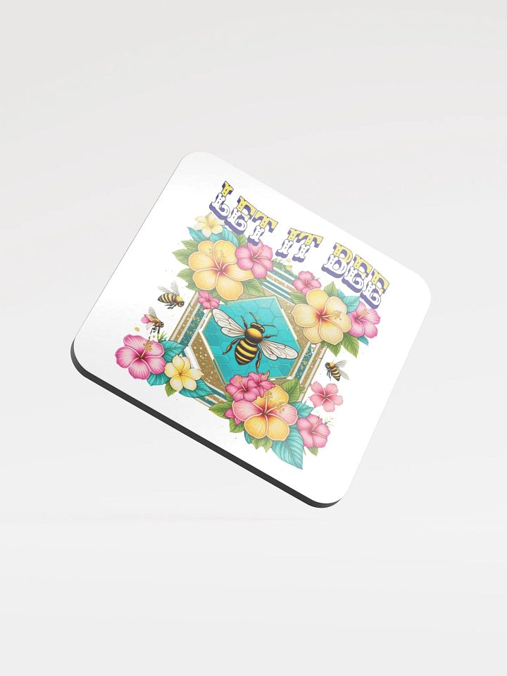 Let It Bee Flower Buzzing Garden Glossed Cork Coaster product image (2)