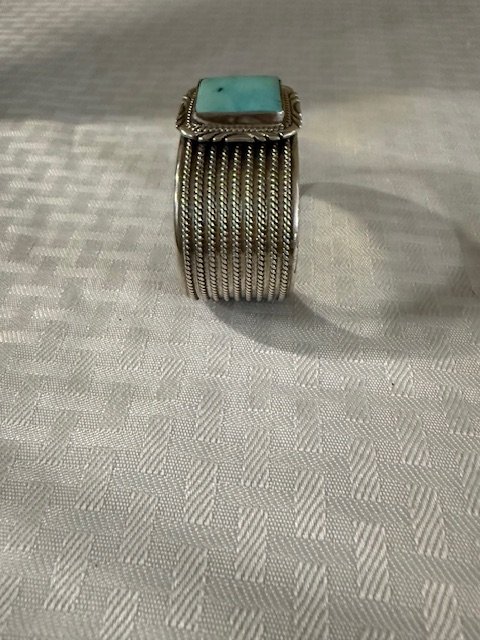 The "Sacred Buffalo" Square-Cut Dry Creek Turquoise Cuff product image (2)