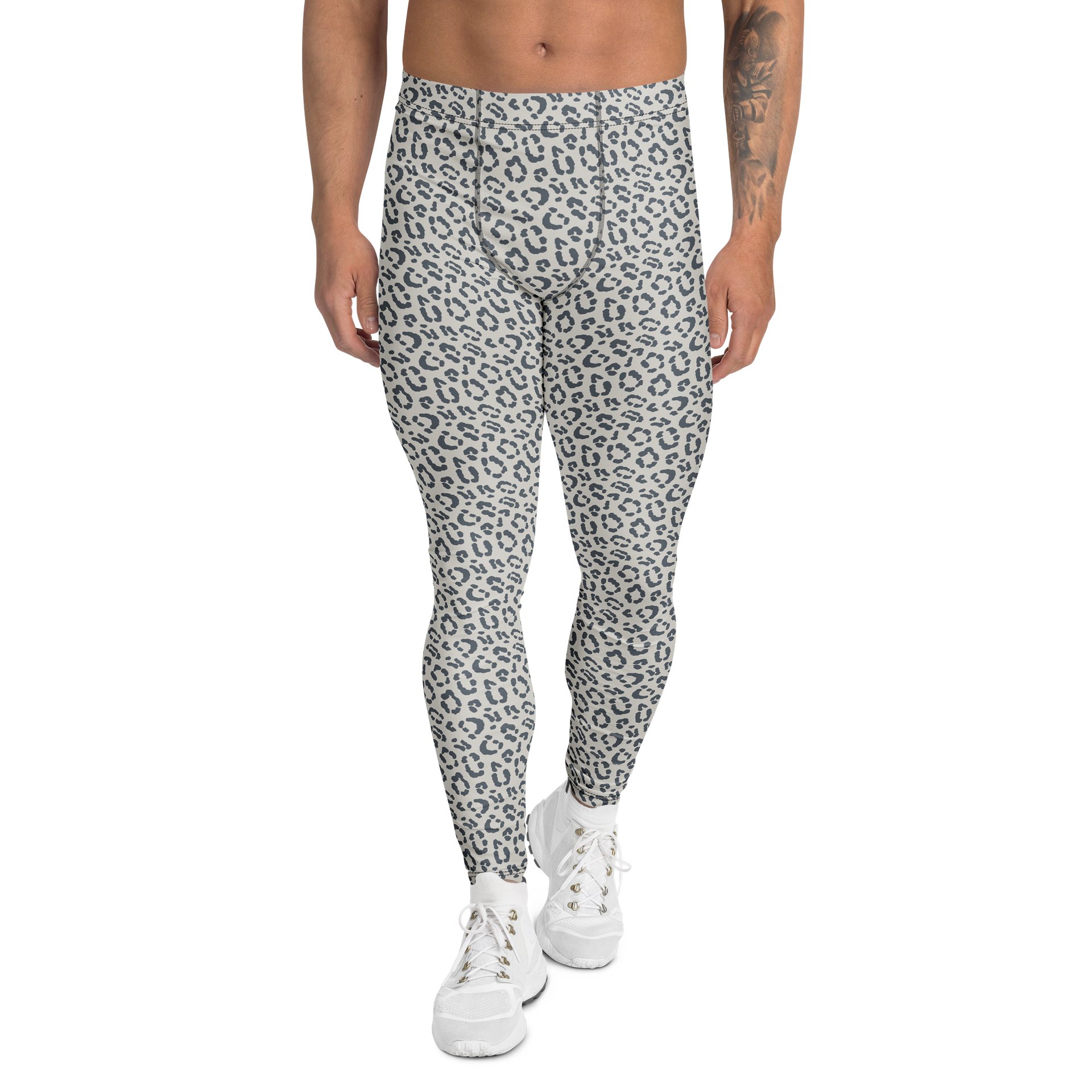 Comfortable Men's Leggings Bold Gray Leopard Print product image (1)