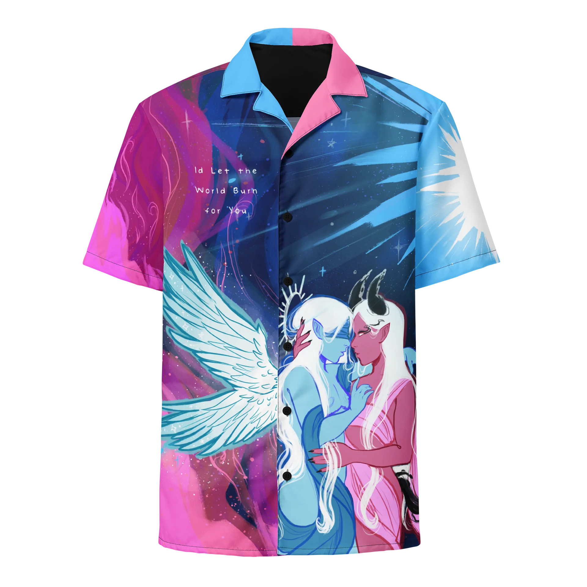 Transgender Subtle Pride Angel x Devil Button Up Shirt product image (4)