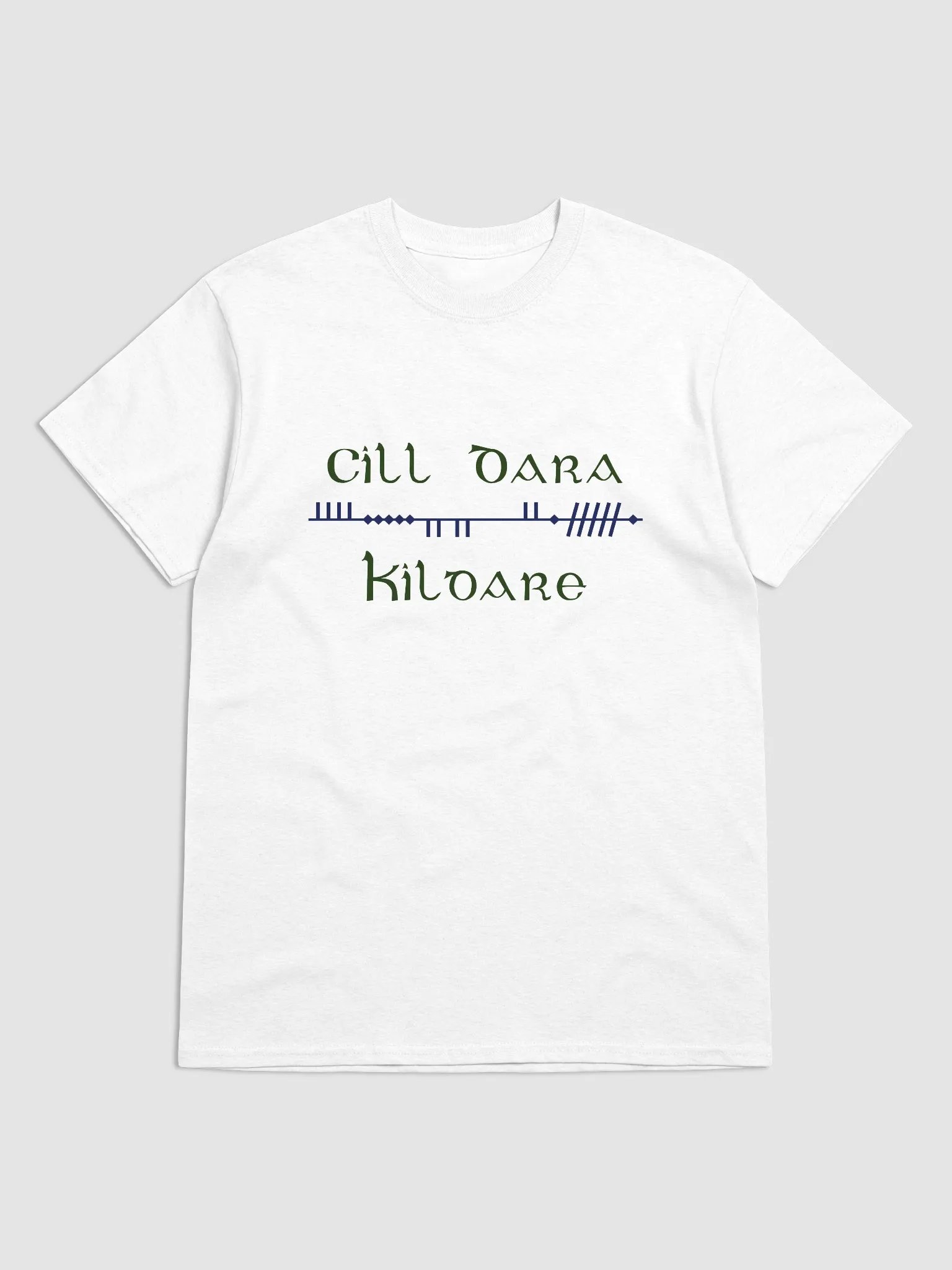 Kildare/Cill Dara Scholastic style Ogham white printed T-shirt product image (1)