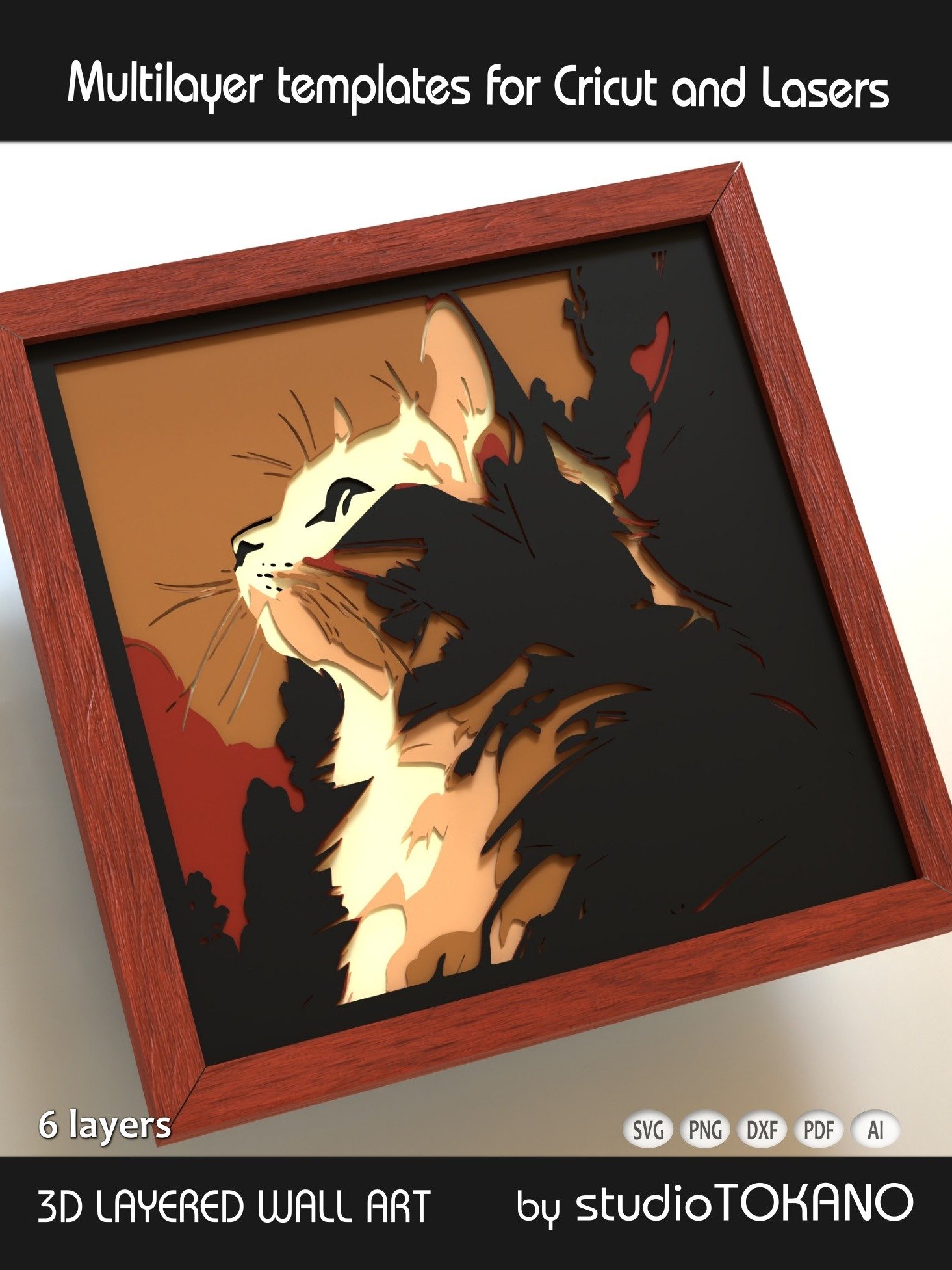 Cat 3D SVG Cut File product image (6)