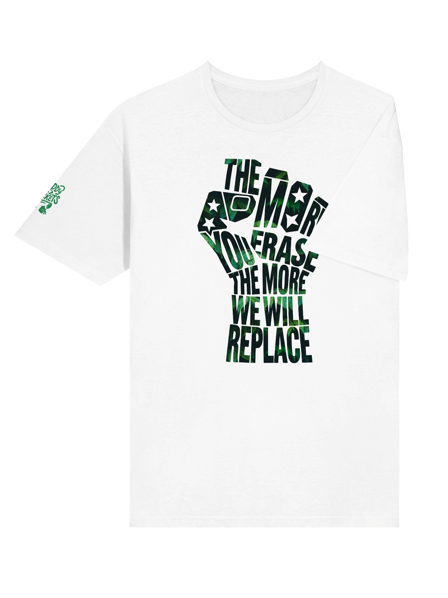 THE MORE YOU ERASE FIST Graphic T-Shirt Forest on White product image (4)