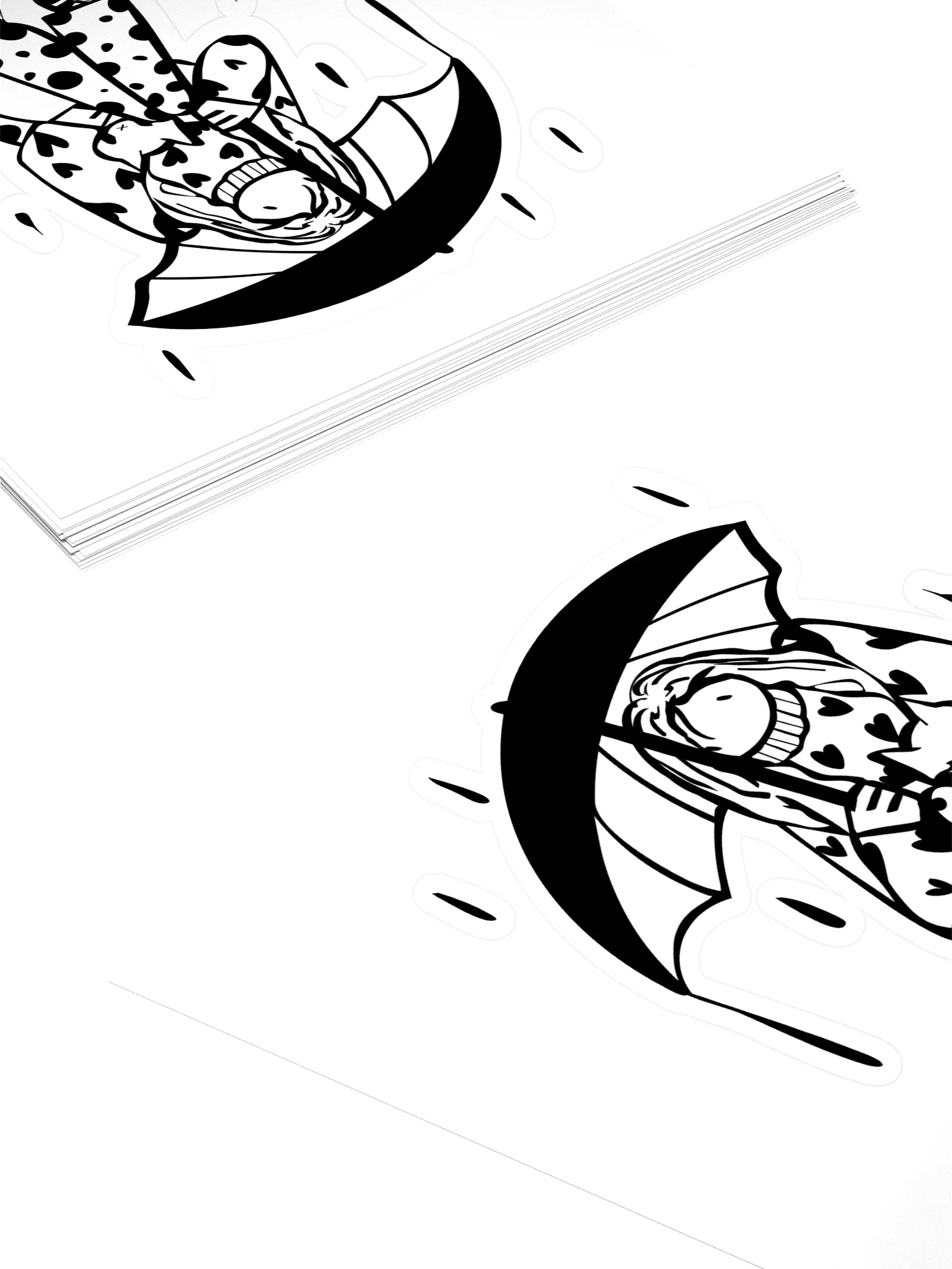 Sticker: Line art of Girl with cat under umbrella product image (4)