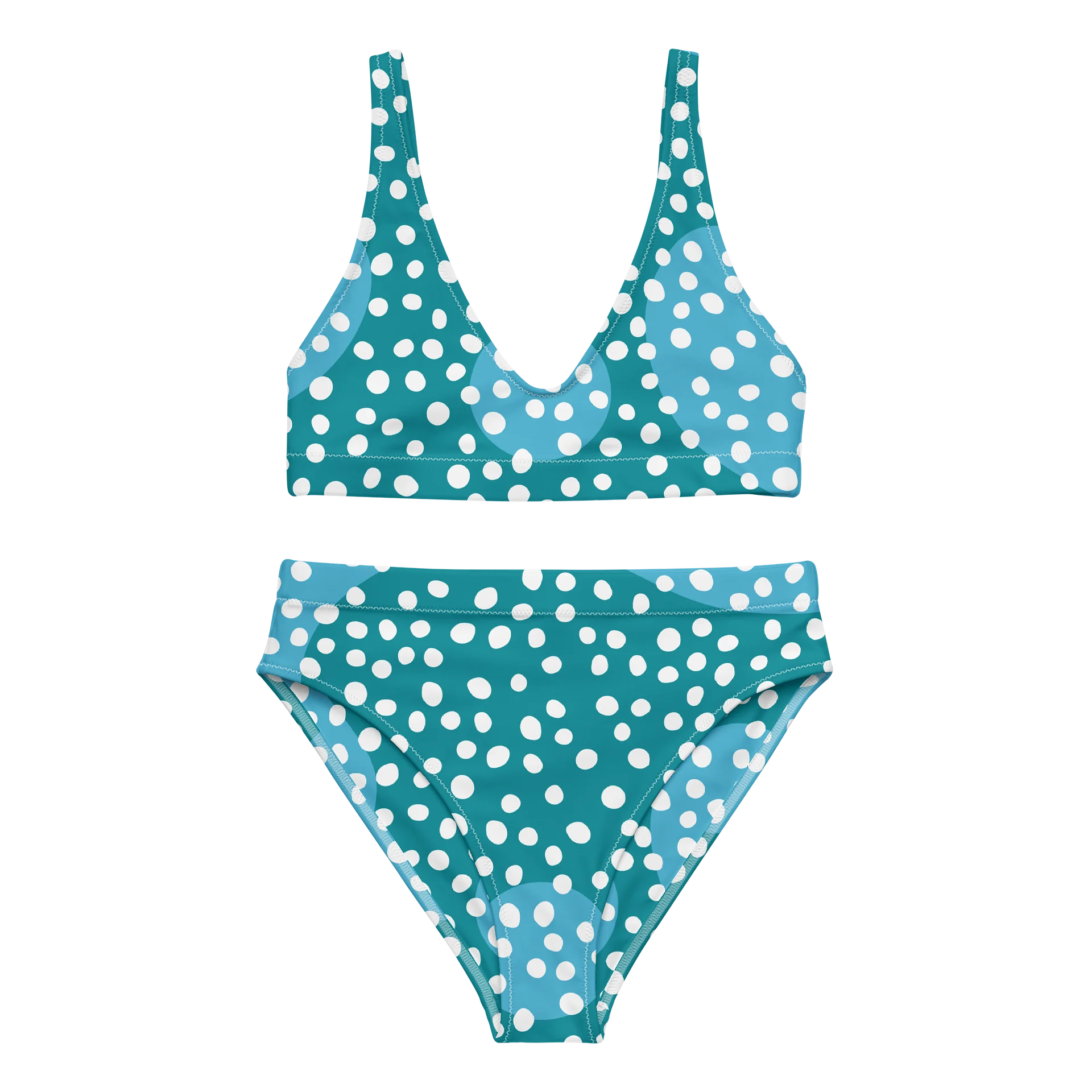 Teal Dots Abstract High-Waisted Bikini product image (3)