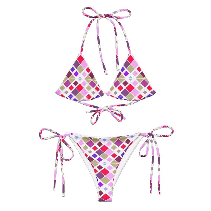 Colorful Square Pattern Design String Bikini - v3 product image (2)