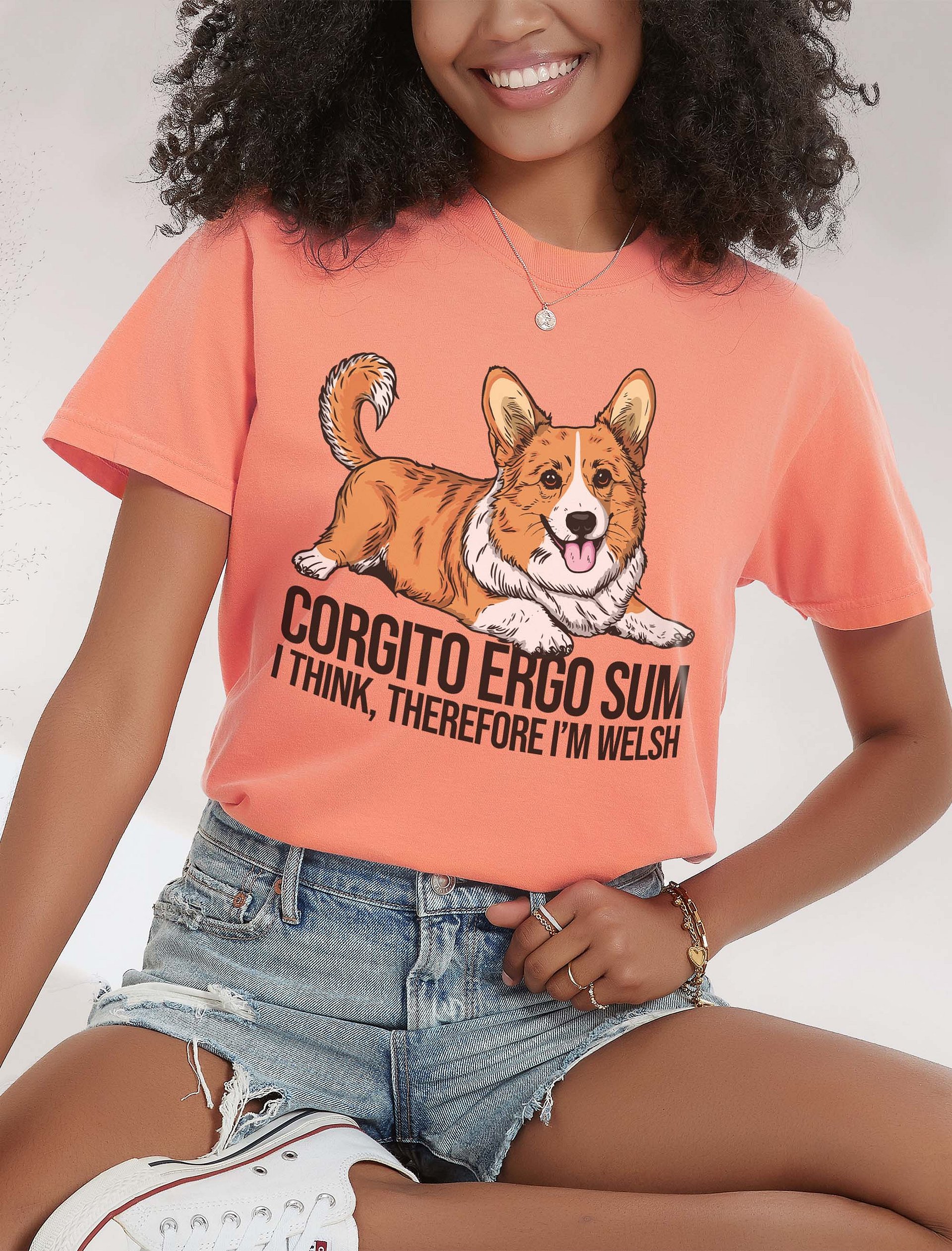 Corgito Ergo Sum T-Shirt of a Cardigan Welsh Corgi | Funny T-Shirt for Herding Dog Paw-rents product image (2)