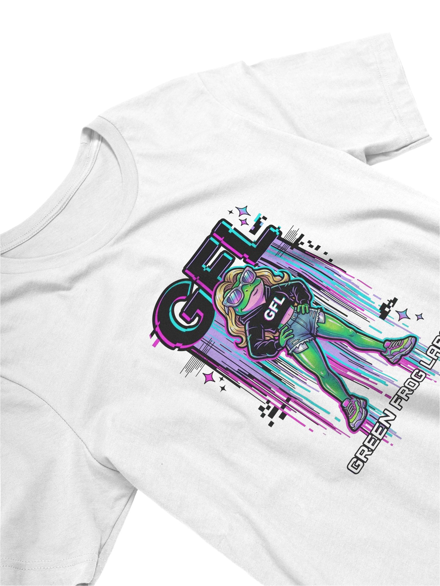 Y2K Glitch GFL Frog Women's Tee – Green Frog Labs product image (3)