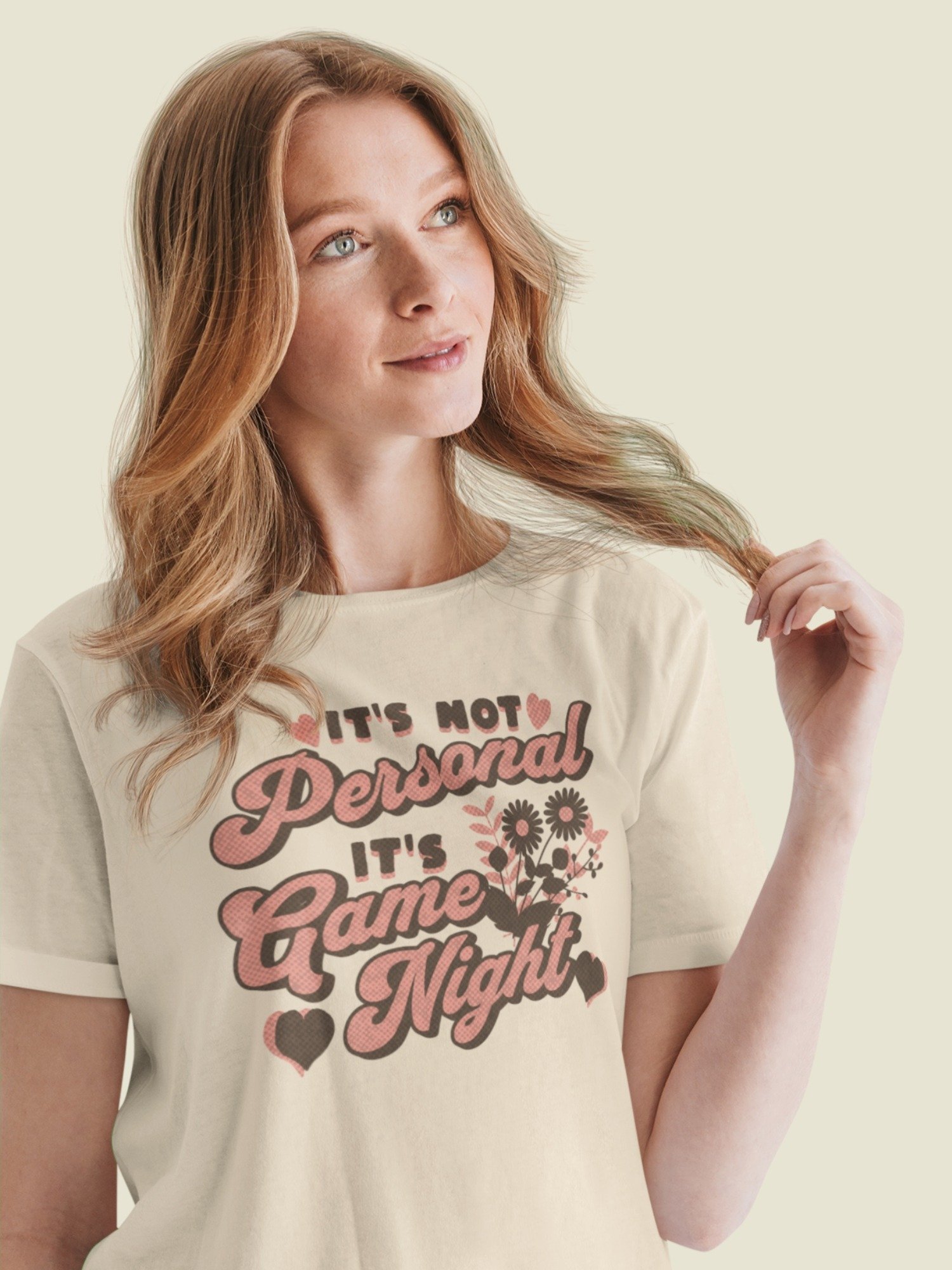 Retro Floral Board Gamer Girl Shirt, It's not Personal It's Game Night, on Soft Cream product image (1)