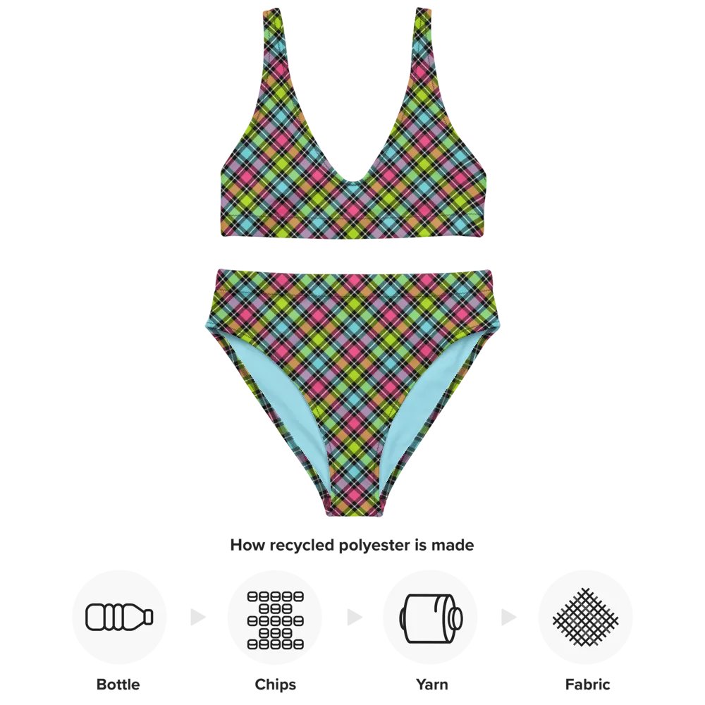 Neon Checkered Plaid Bikini product image (10)