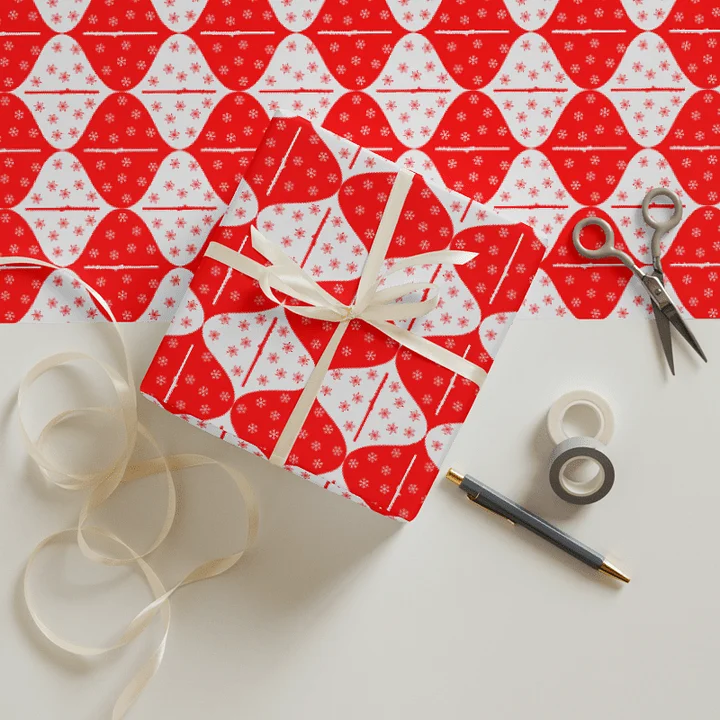 Flutes and Snowflakes - Alto - Red Gift Wrap Paper Sheets product image (2)