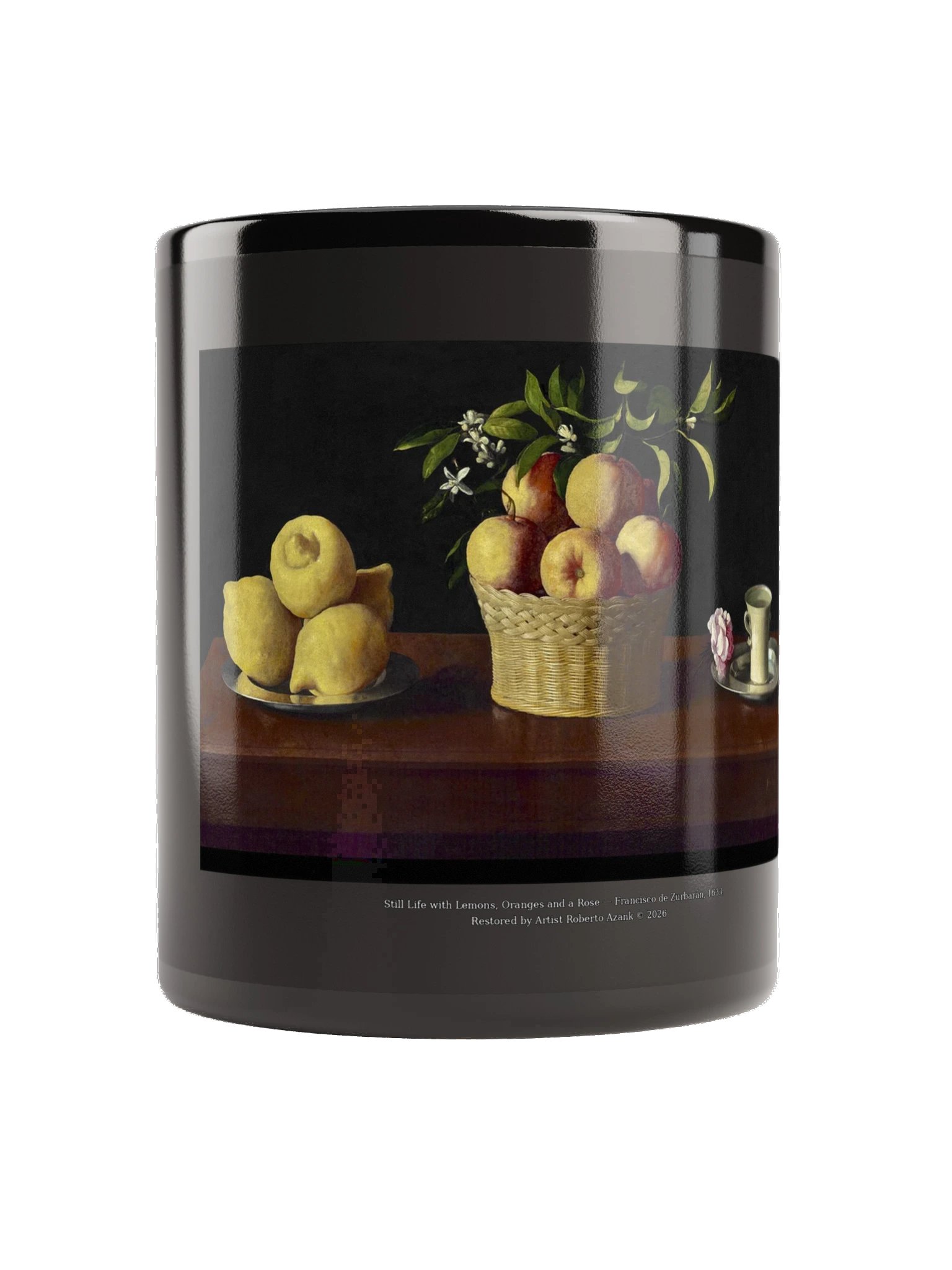 Still Life with Lemons, Oranges and a Rose — Black Mug product image (2)