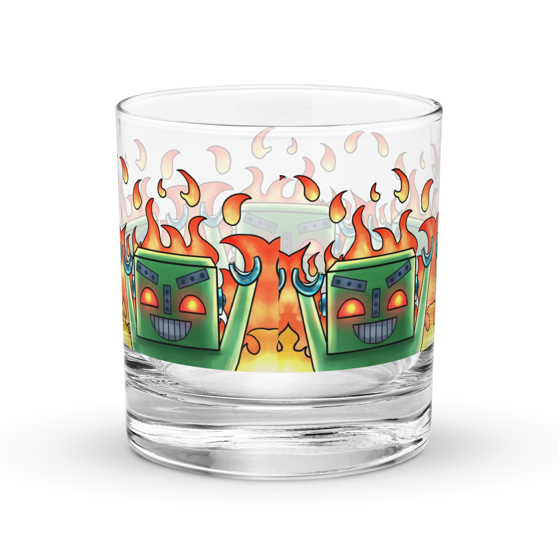 Fiery Robot Party Rocks Glass (MACH 2 Evil) - Rum Glass product image (4)