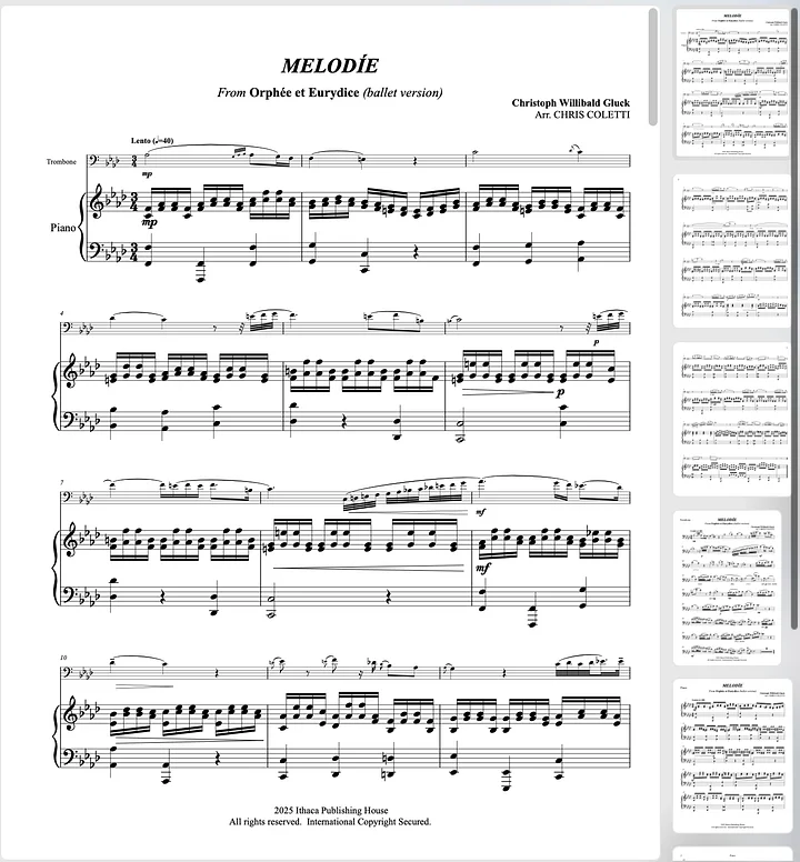 Gluck: "Melodie" from Orfeo ed Euridice for Trombone and Piano product image (1)