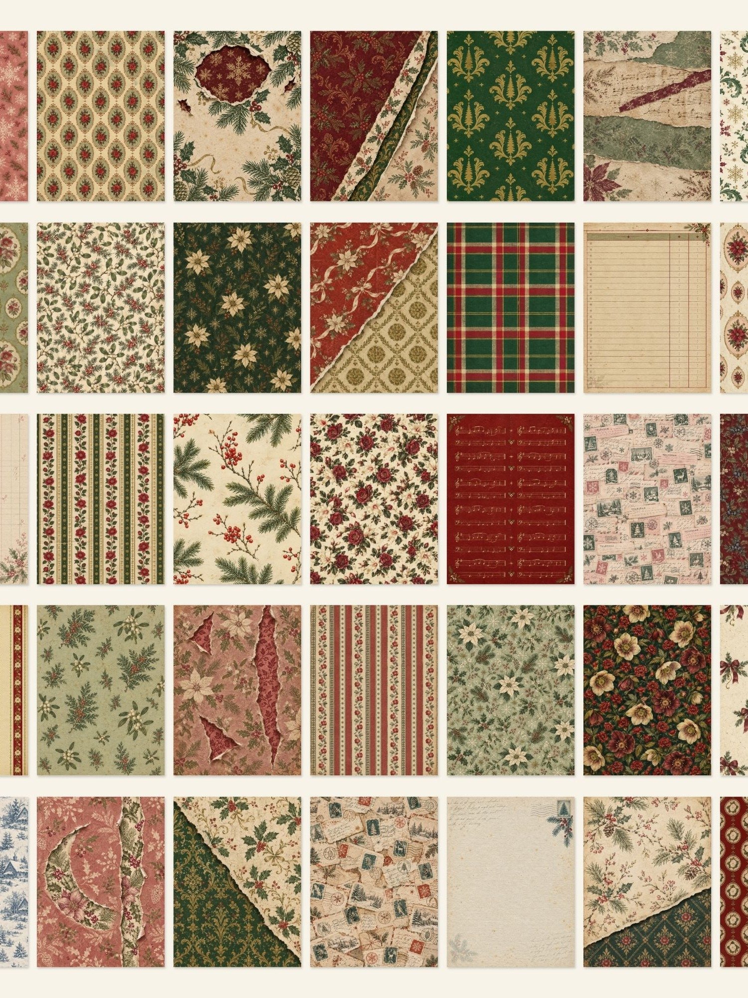 600 Vintage Christmas Junk Journal Pages, Victorian Ephemera, Antique Holiday Backgrounds, Printable Scrapbook Digital Paper Bundle, 300 DPI product image (8)