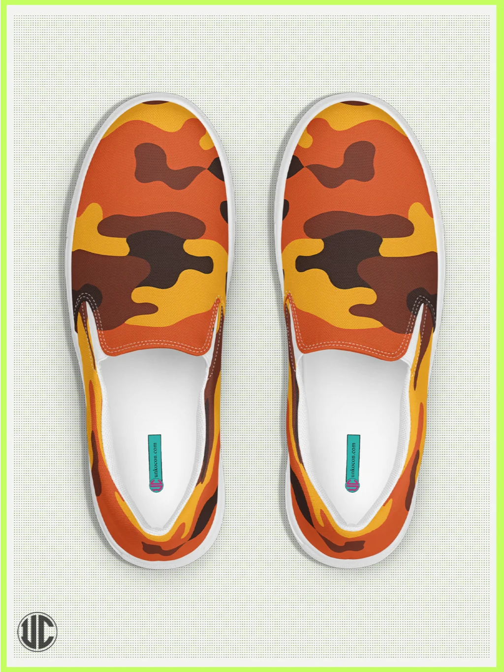 UnkoCon – Savage Sunset Orange Camo Women’s Slip-On Shoes product image (1)