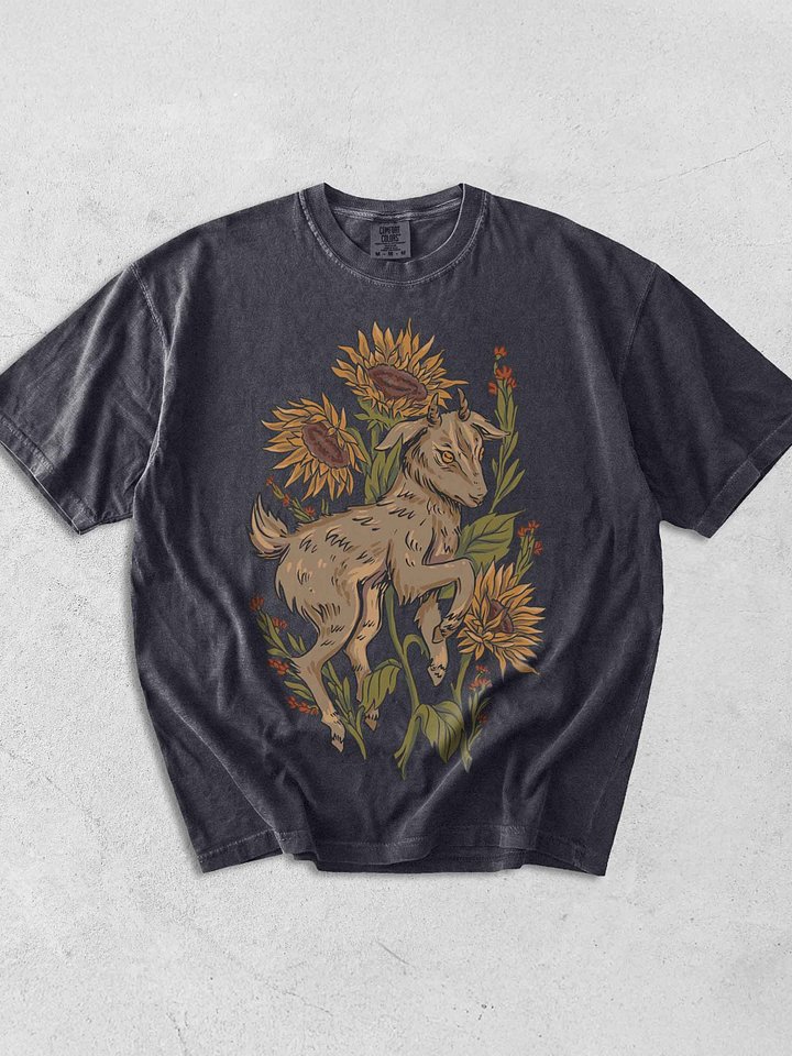Cottagecore Goat Sunflower Shirt – Rustic Farm Animal Floral Tee, Vintage Botanical Aesthetic product image (1)