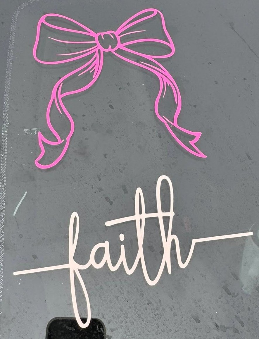 Medium Pink bow White faith (Example on car window) product image (1)