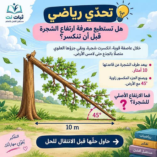 📐 هل يمكن أن نعرف ارتفاع شجرة كاملة بعد أن انكسرت؟ 🌲