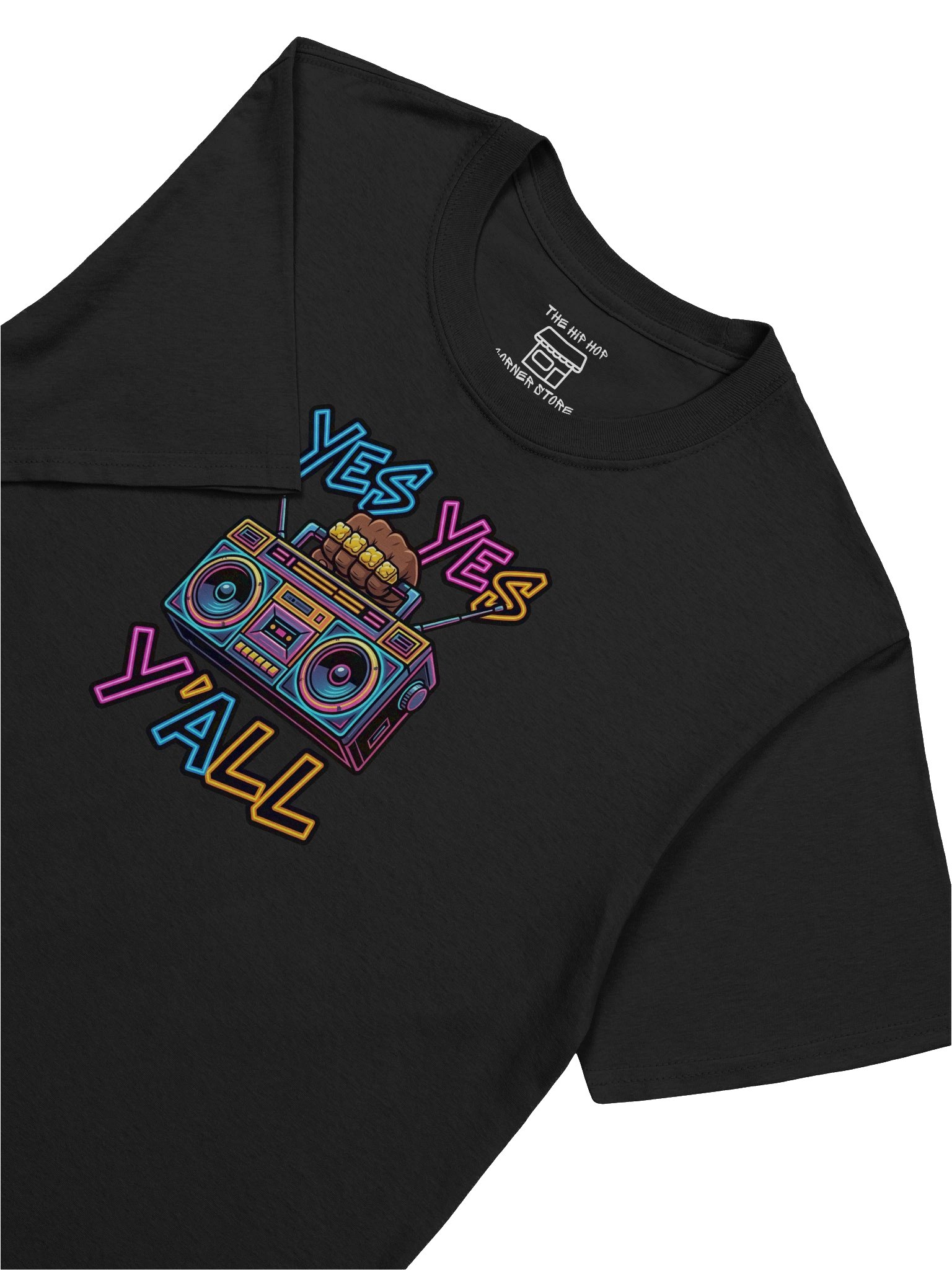Yes Yes Y’all Boombox Hip Hop T-Shirt – Neon Graffiti Rap Tee product image (1)