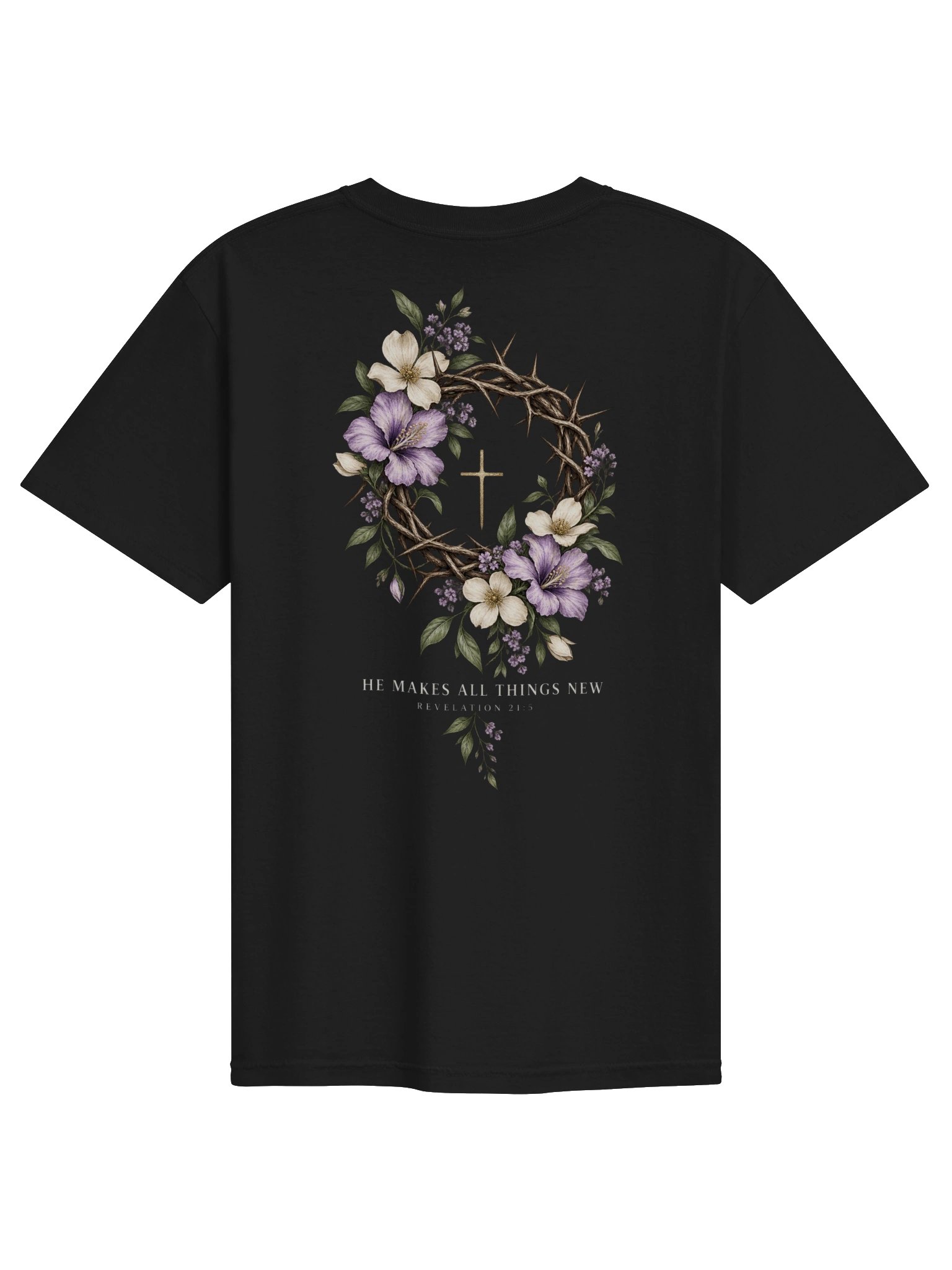 HE MAKES ALL THINGS NEW — Floral Cross Tee product image (1)