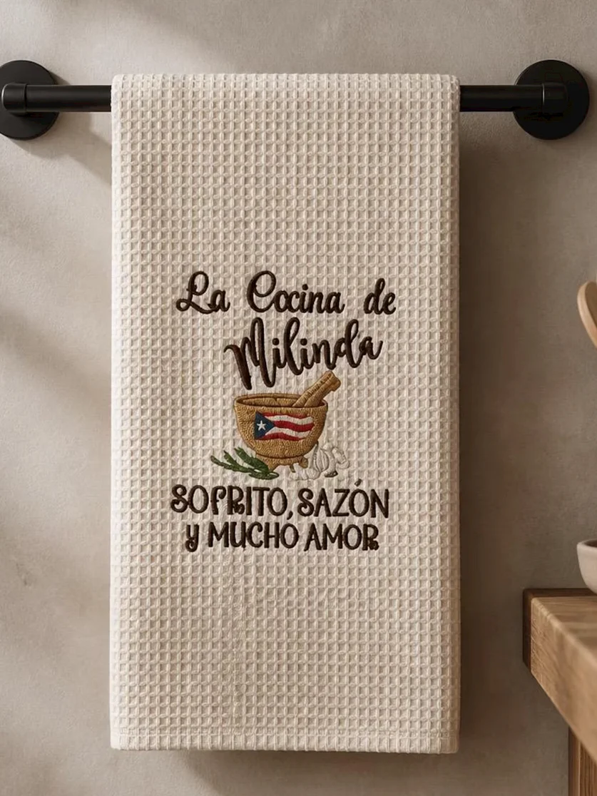 Personalized La Cocina de (Name) Puerto Rican Flag on Pilon Kitchen Towel product image (1)