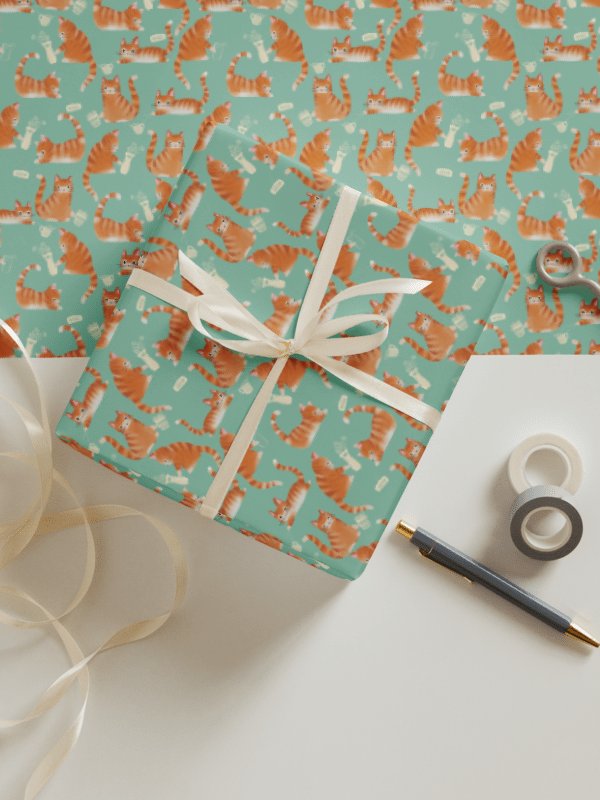Bad Orange Tabby Cats Knocking Stuff Over Wrapping Paper, 3 Pack product image (1)