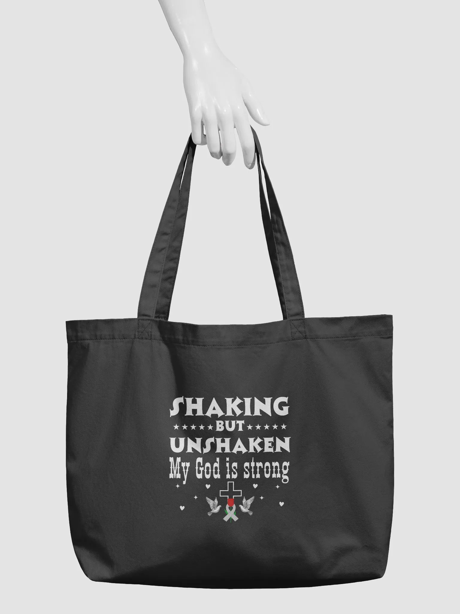 Shaking But Unshaken, My God Is Strong Parkinson Eco Tote bag product image (4)