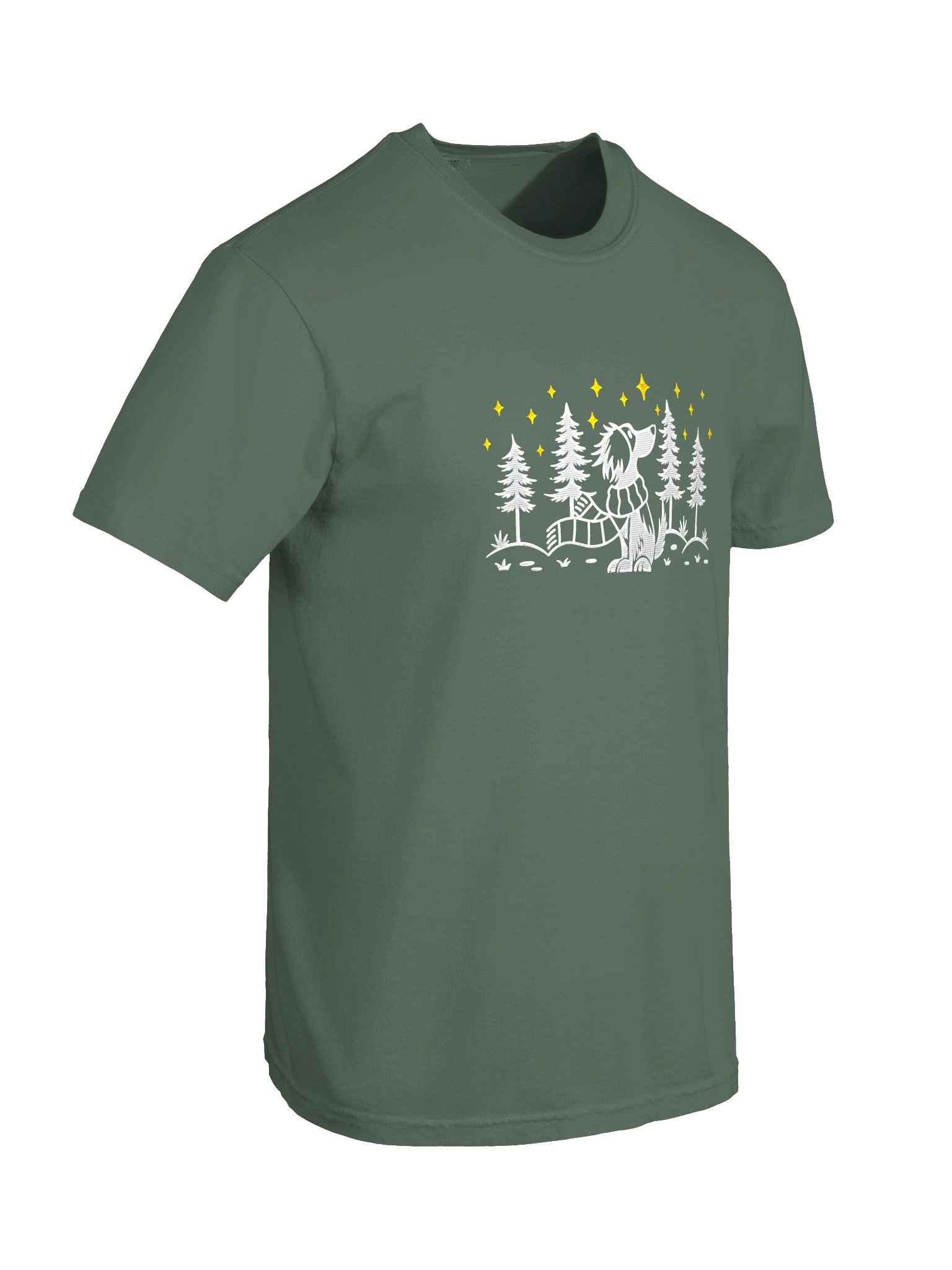 Brittany Spaniel Winter/Christmas Line Art Design Embroidered T-Shirt product image (14)