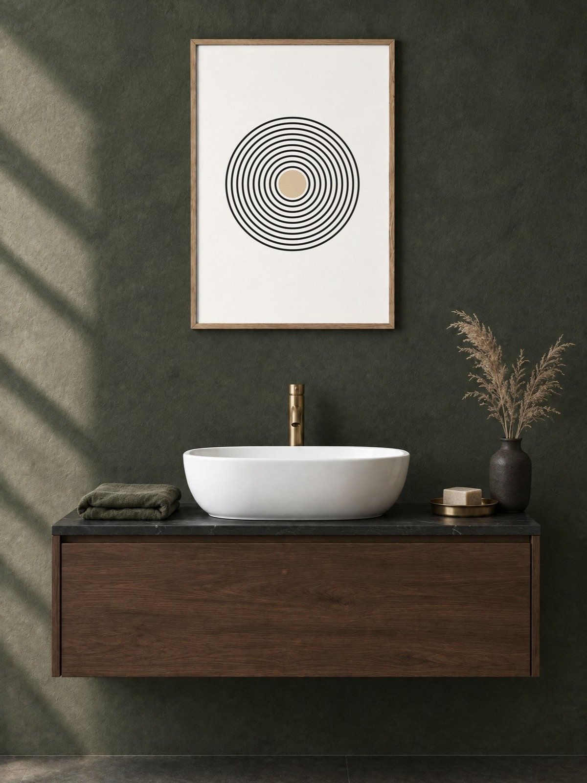 Black Circle Line Art Print | Minimalist Bathroom Wall Art product image (2)