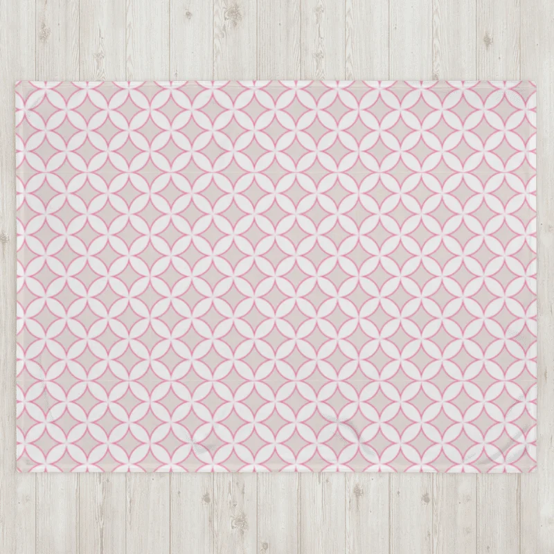 HAMPTONS CHIC - FRESH PINK BEIGE CIRCLES PLUSH BLANKET product image (3)