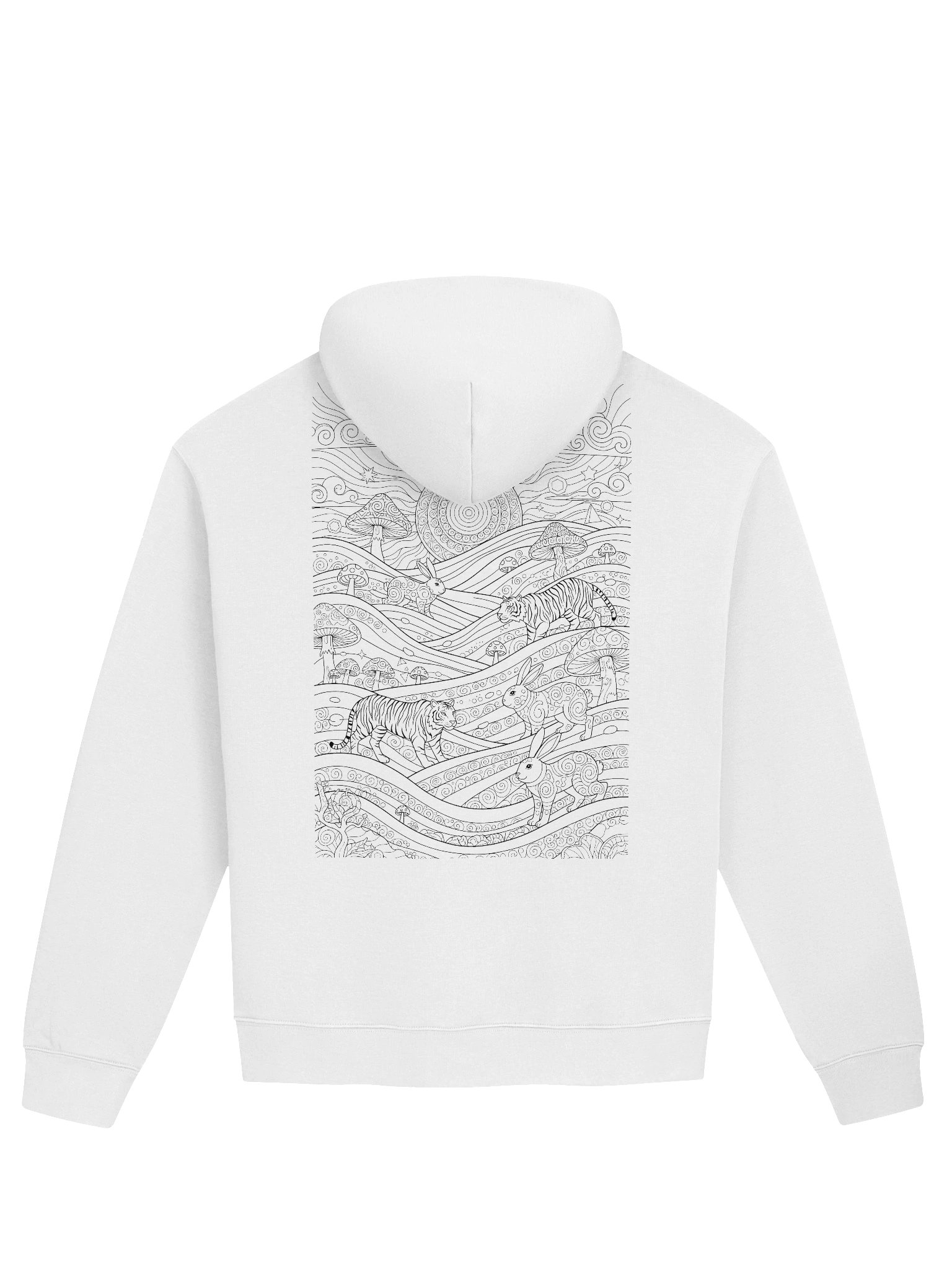 Flowstate Tiger-Rabbit Mandala Landscape // Colouring page Line art Oversized Hoodie product image (2)