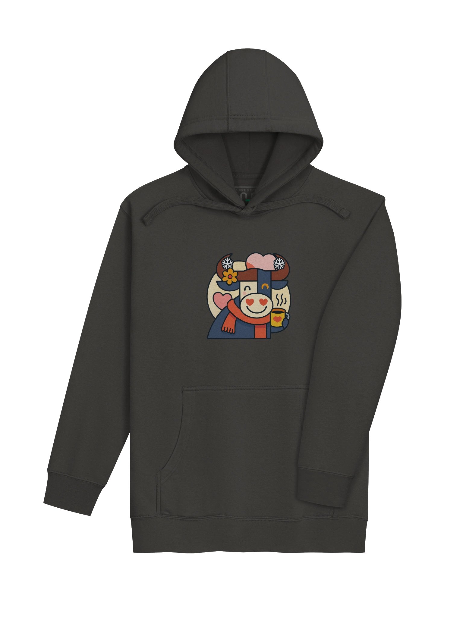Cozy Bull Love Hoodie – Winter Warmth with Heart Eyes | by M-Art & Design product image (16)