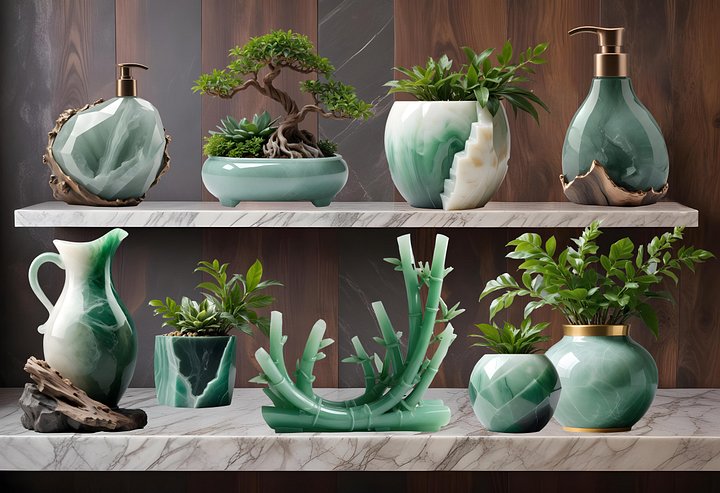 Zen Jade Spa Décor Set – 9 Elegant Pieces + Mystery Gift, PNG product image (1)