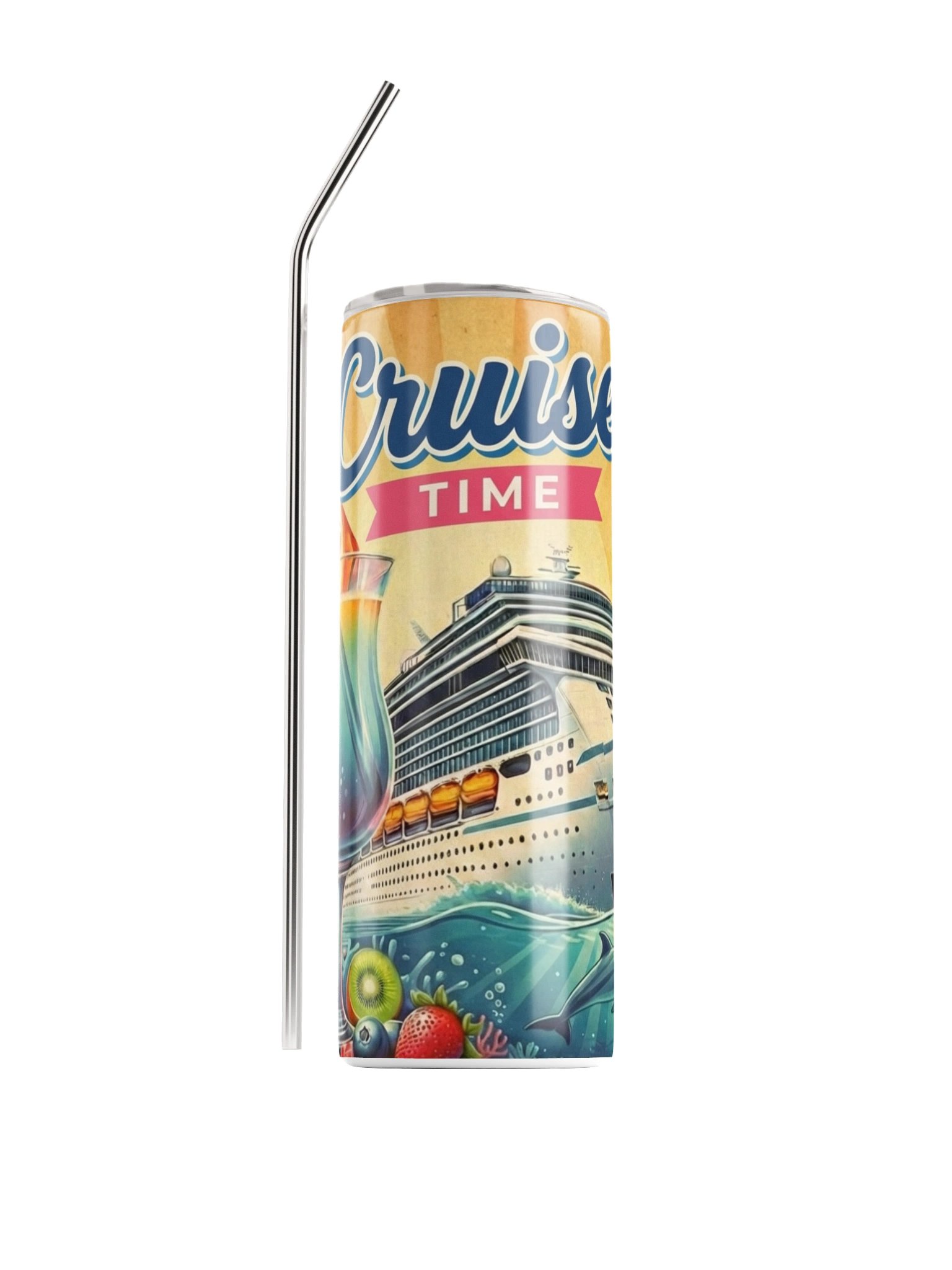 Cruise Time Stainless Steel Tumbler | Tropical Cruise Vacation Cup product image (1)