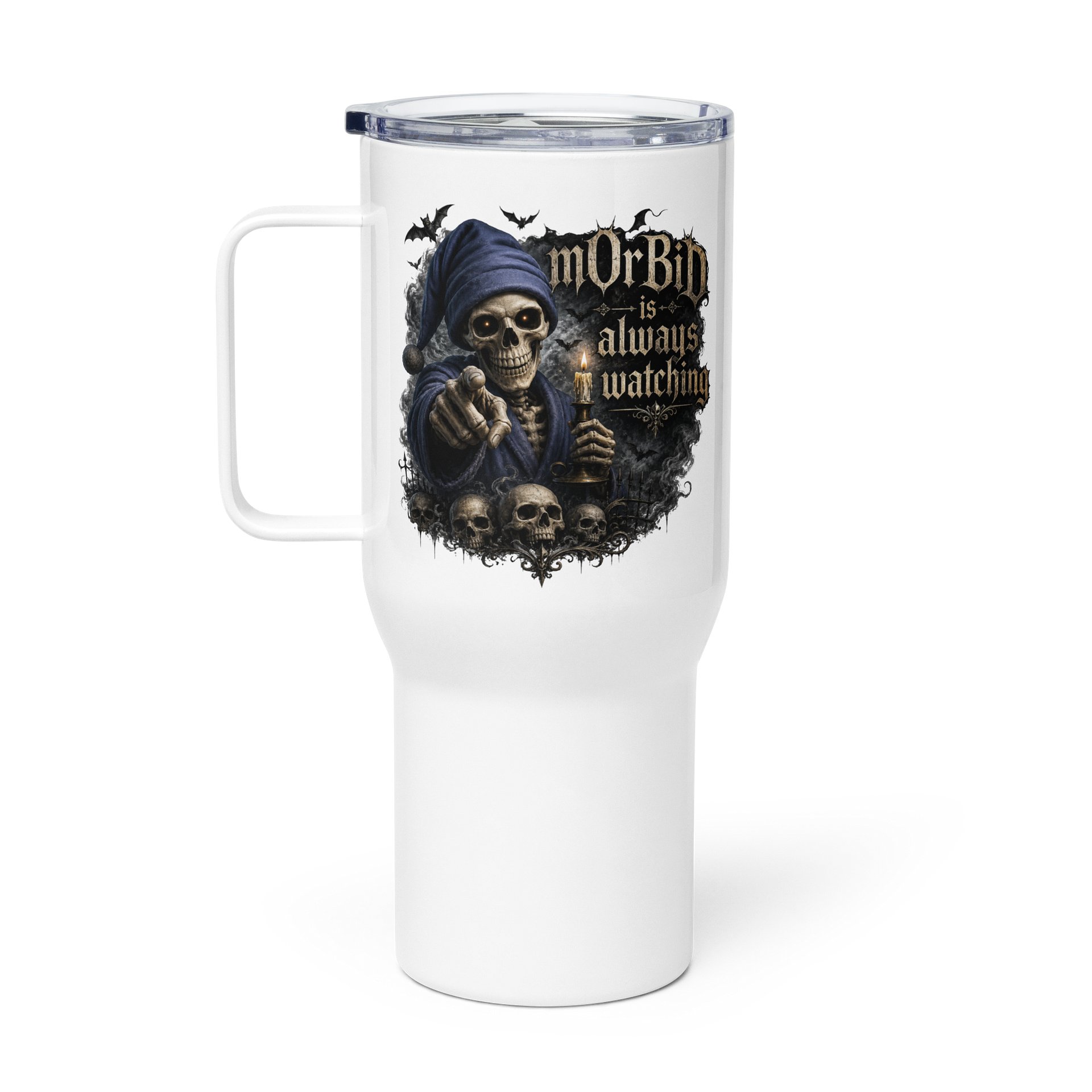 ''Morbid is Always Watching'' Travel Mug with a Handle product image (1)