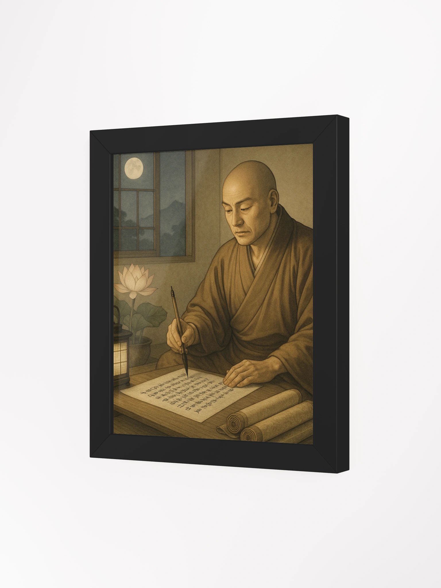 Nichiren Daishonin Writing the Gosho – Framed Matte Poster for Nichiren Buddhism Practitioners product image (3)
