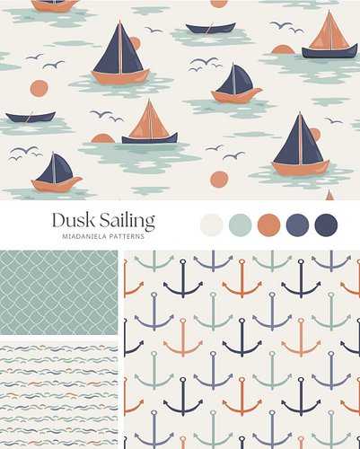 A closer look at Dusk Sailing ⚓

A soft coastal-inspired mini collection with coordinated prints designed for stationery, pac...