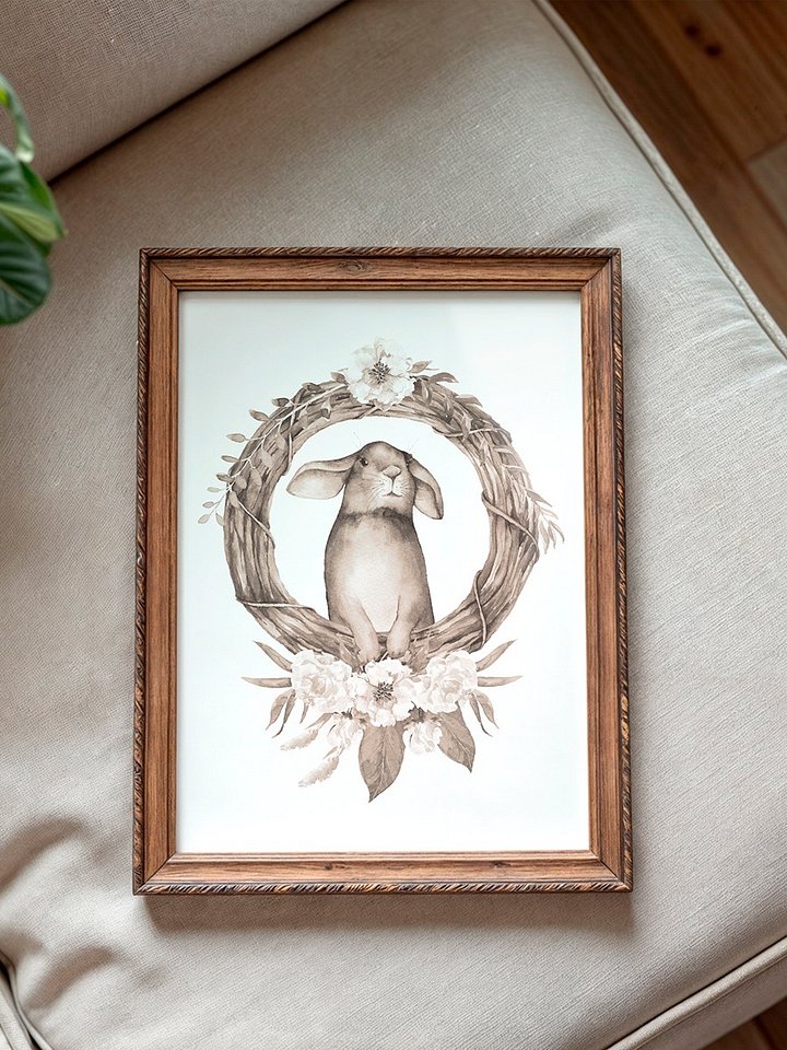 Rabbit in Wood Wreath Sepia product image (1)