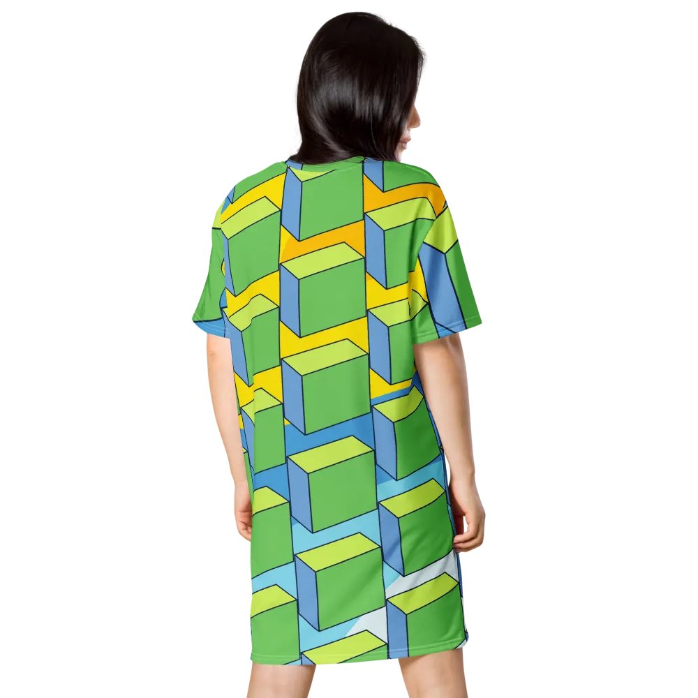 Colorful Large Block All-Over Print T-Shirt Dress product image (6)