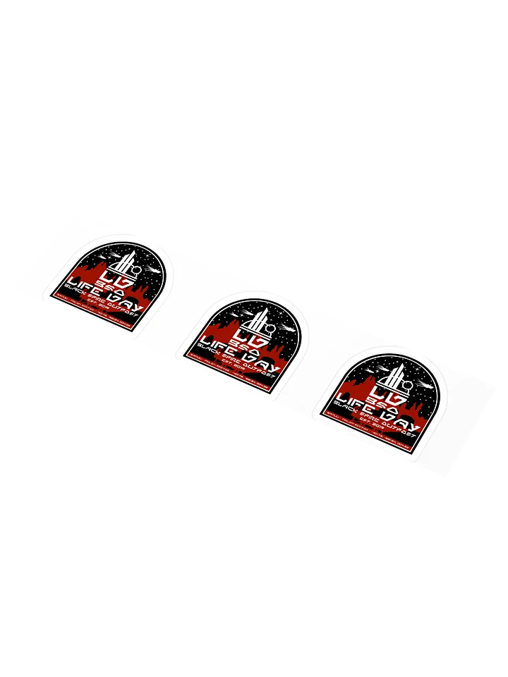 Sheet of 3 Life Day Black Spire Outpost logo stickers product image (1)